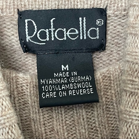 Rafaella 100% Lambswool Turtleneck Sweater Size M Fringes Neutral Western Boho - Picture 7 of 7